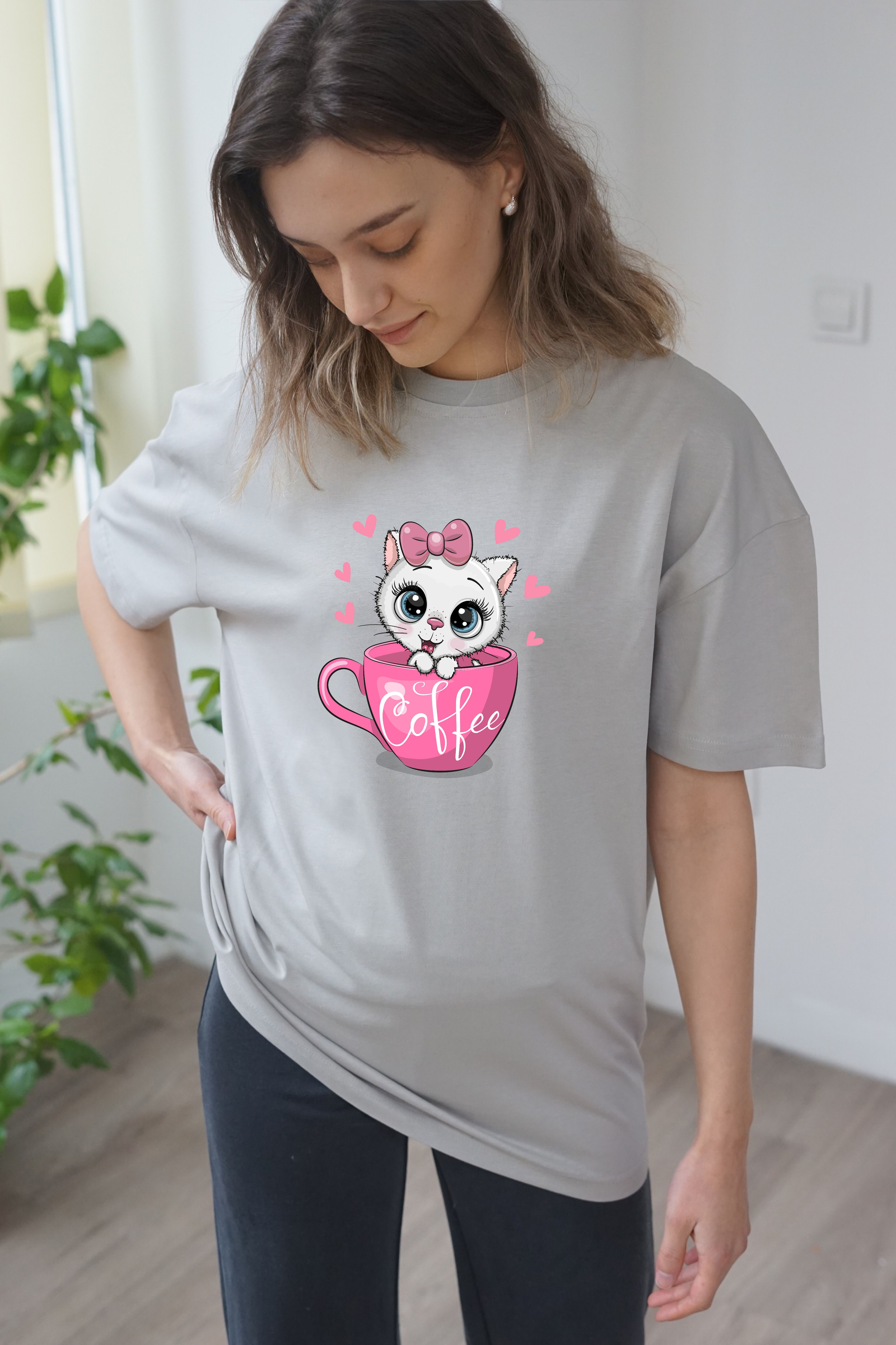 Coffee Baskili T-shirt - Gri