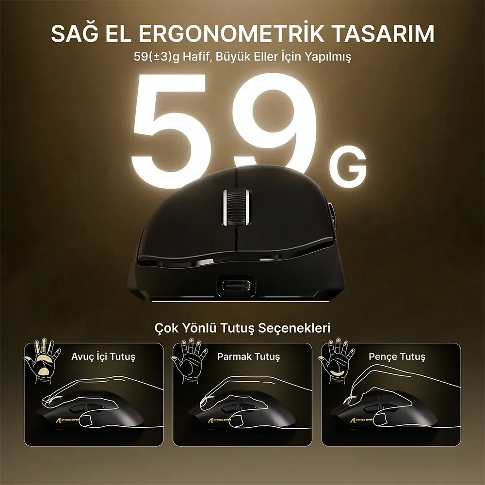 ATTACK SHARK V8 Ergonomic Shape