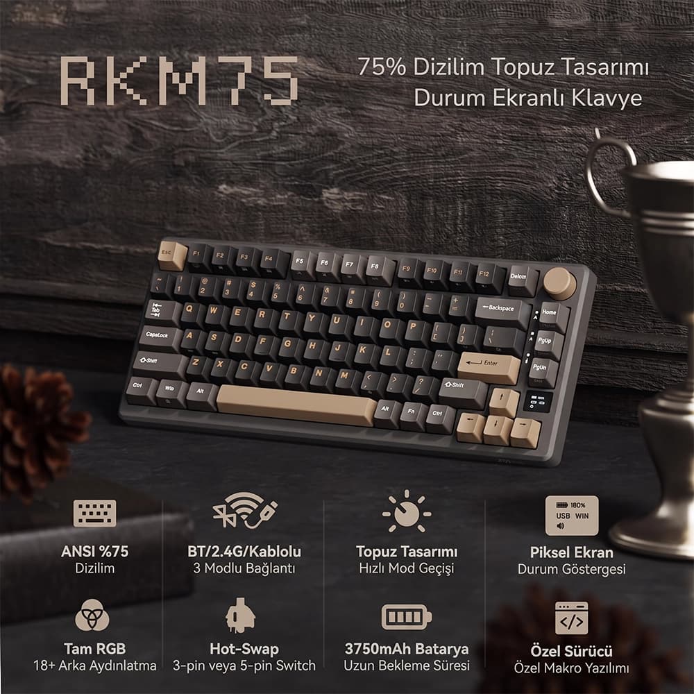 Royal Kludge RK M75 Gasket Mount ve %75 Kompakt Tasarım