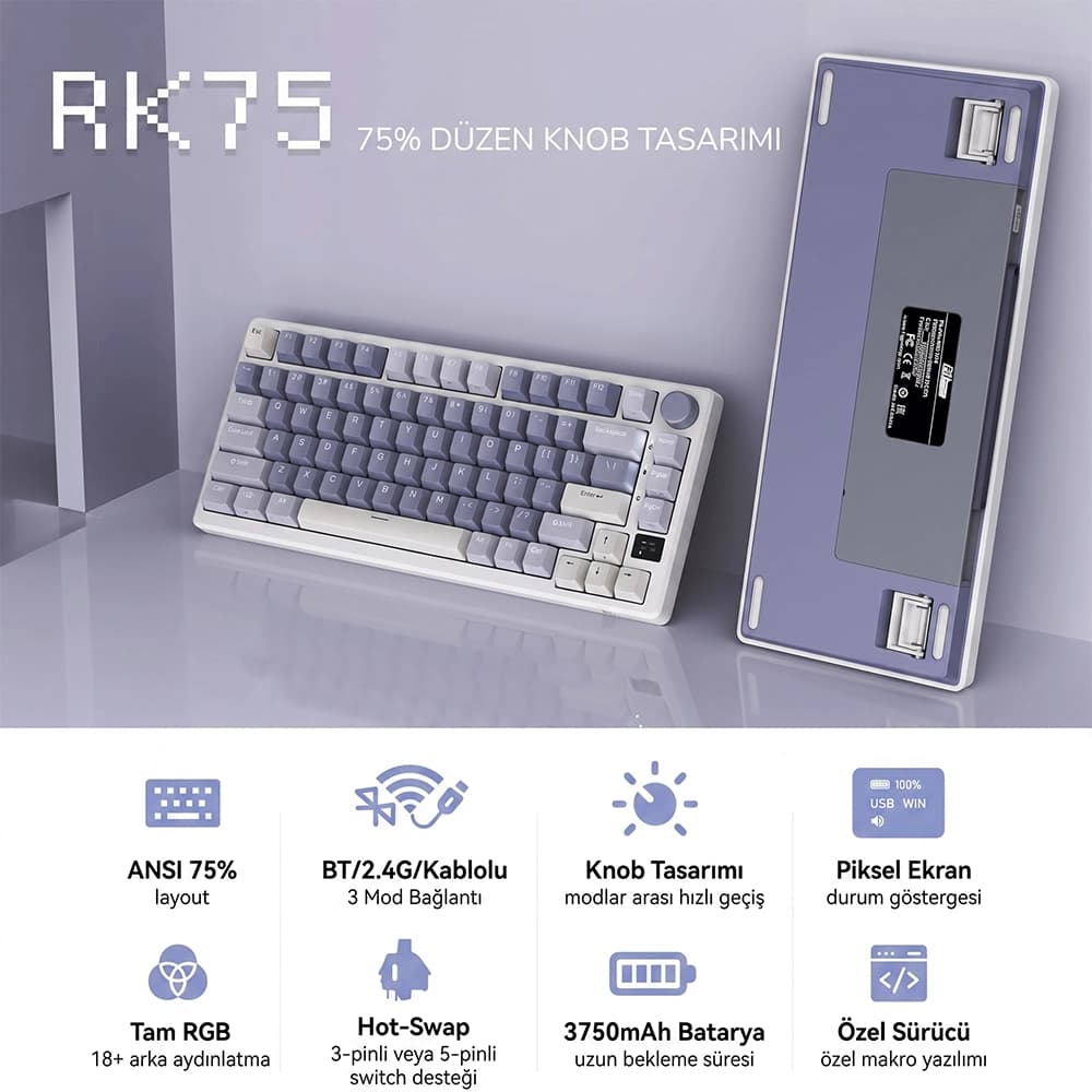 Royal Kludge RK M75 Gasket Mount ve %75 Kompakt Tasarım