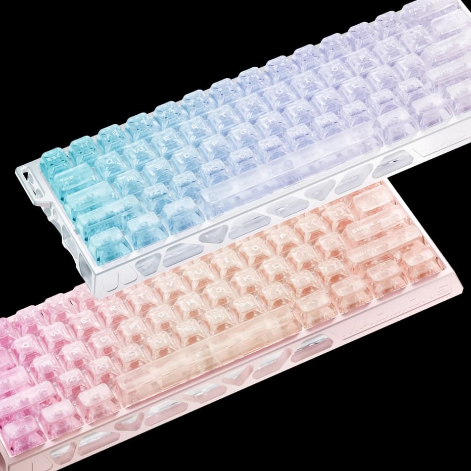Mavi-mor ve pembe-turuncu geçişli tuş kapaklı iki MAD Light 60 Quattro