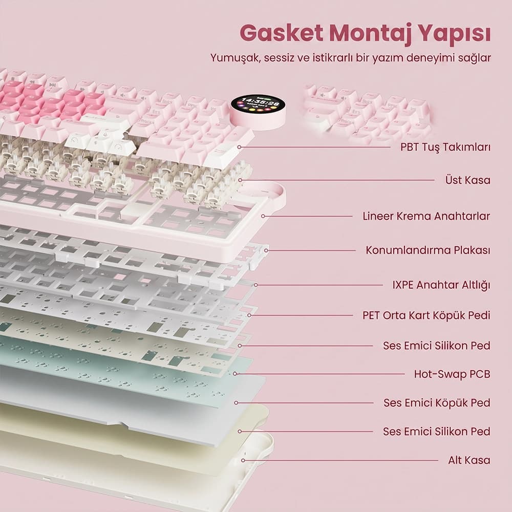 Royal Kludge RK N99 Gasket Mount Yapısı ve Cream Switchler