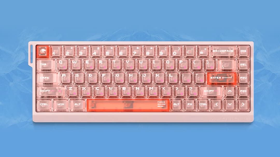 Pembe MAD68 HE V2, ok tuşlu %65 düzen, mavi zemin