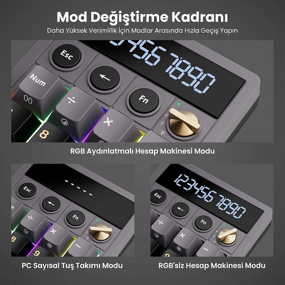 Royal Kludge RK M20 CNC Alüminyum Döner Düğme Mod Kontrolü