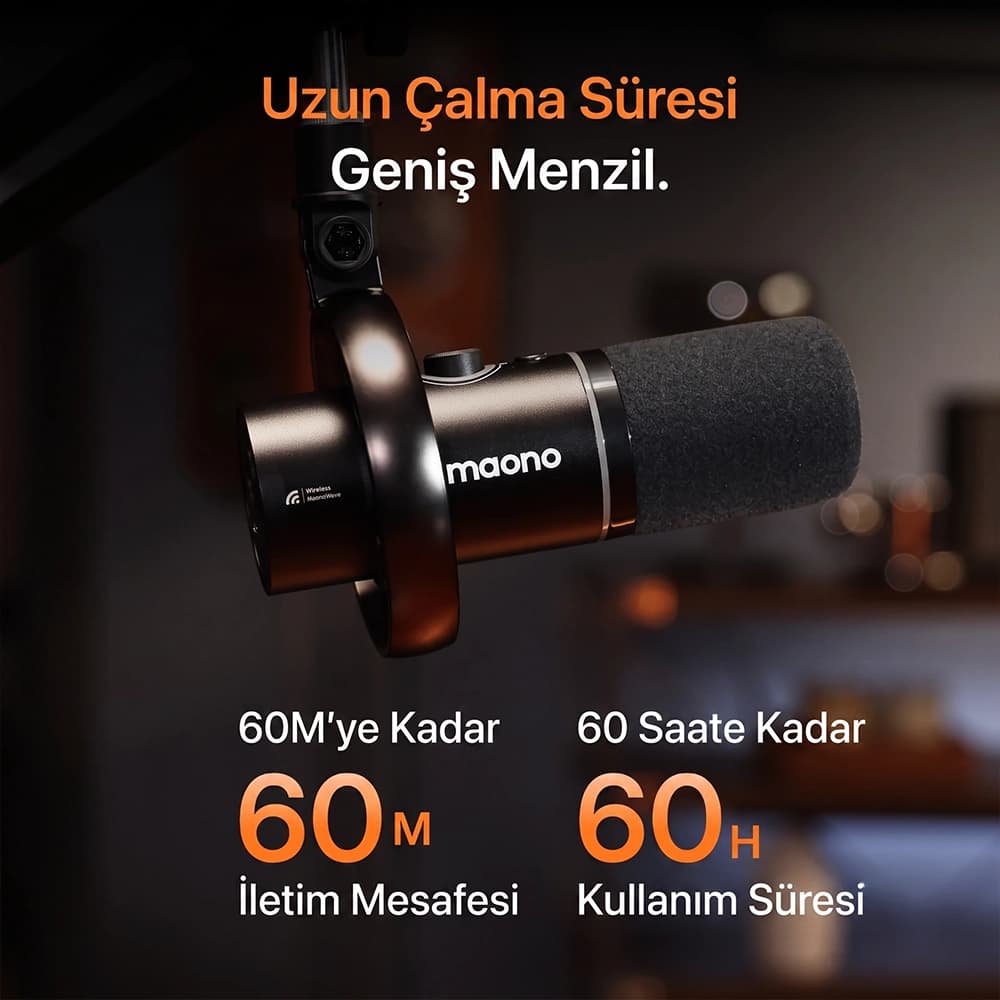 60m Wireless Range and 60 Hours Battery