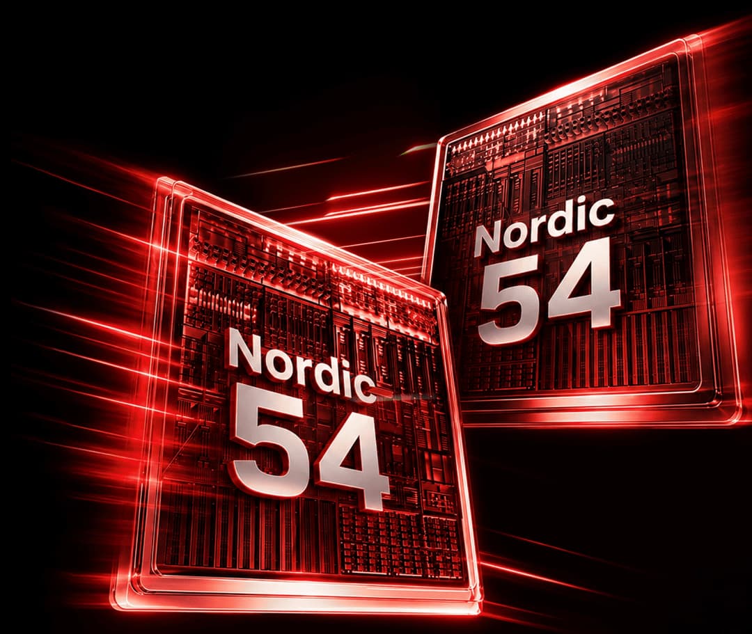 Kırmızı ışık içinde Nordic 54 serisi kablosuz işlemci çipleri