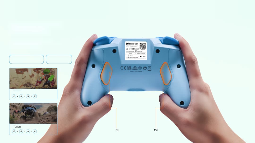 Choco oyun kolunun arkasındaki M1 ve M2 programlanabilir tuşlar