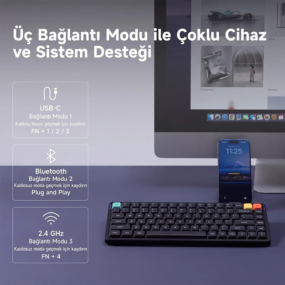 NuPhy Air75 V3 Ultra İnce Alüminyum Gövde ve Ergonomik Açı