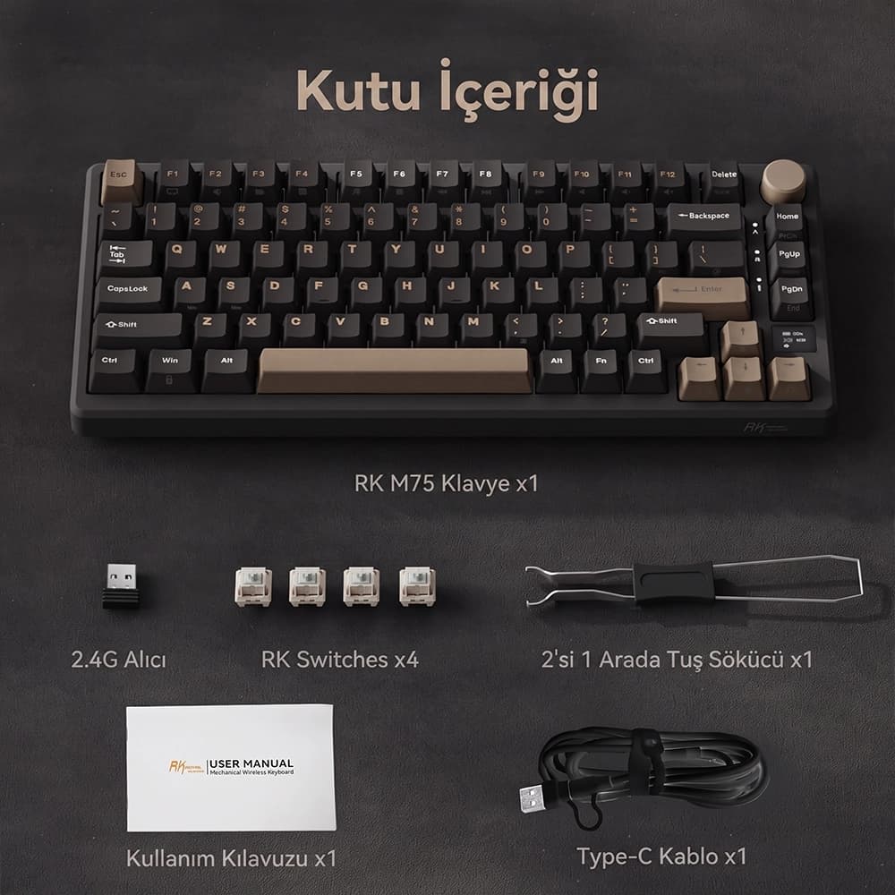 Royal Kludge RK M75 Cream Switch ve Güneye Bakan RGB