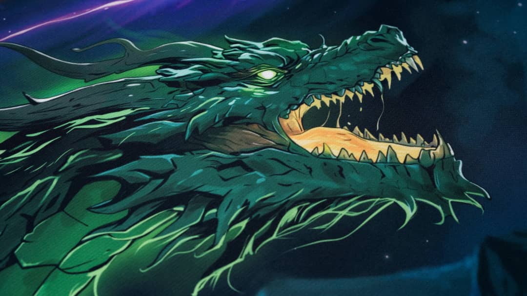 JadeFire Shinkiro baskısında ejderha başı yakın çekim