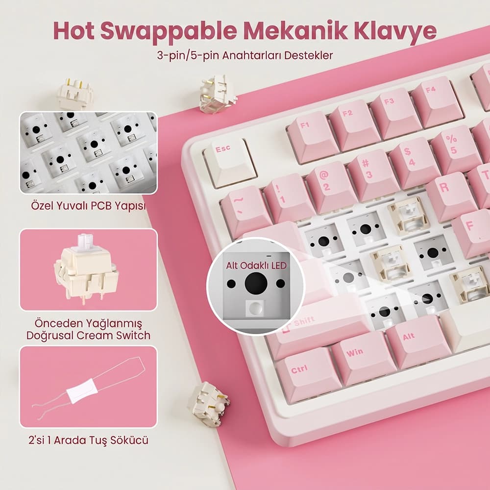 Royal Kludge RK N99 %96 Kompakt Tasarım ve PBT Keycaps