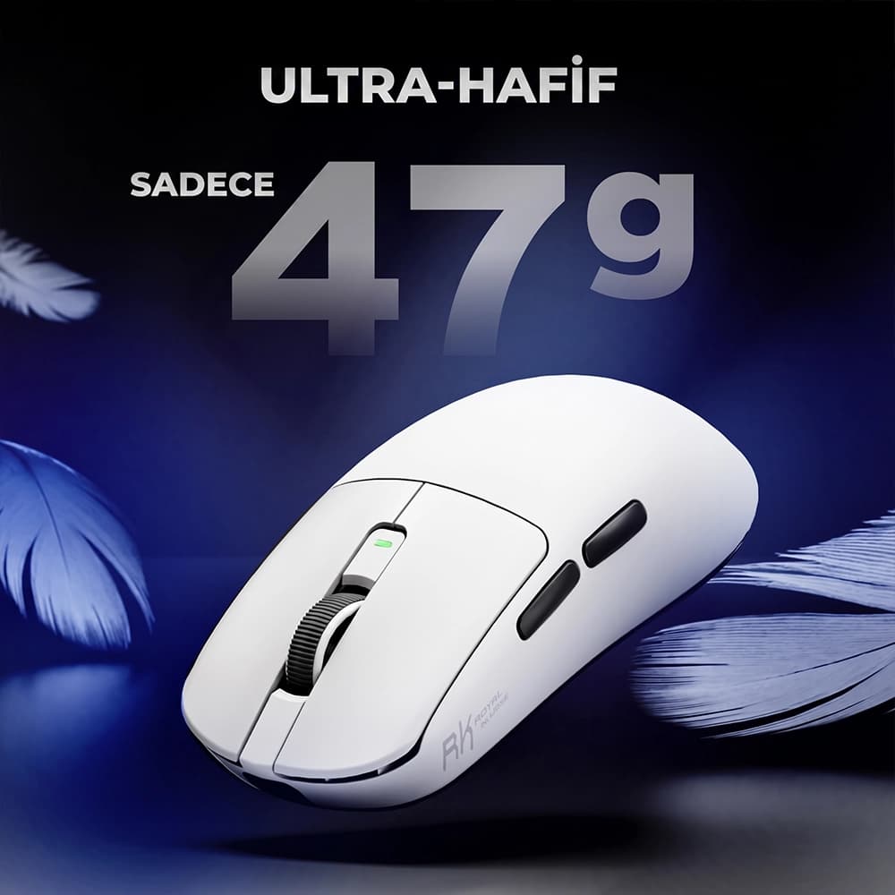 Royal Kludge RK M3 47 Gram Tüy Hafifliği ve Anatomik Tasarım