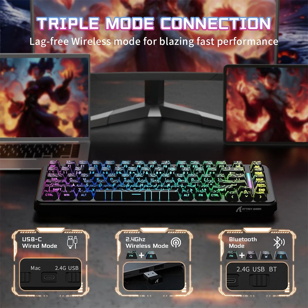 Attack Shark X82 PRO HE Kablosuz Bağlantı Seçenekleri