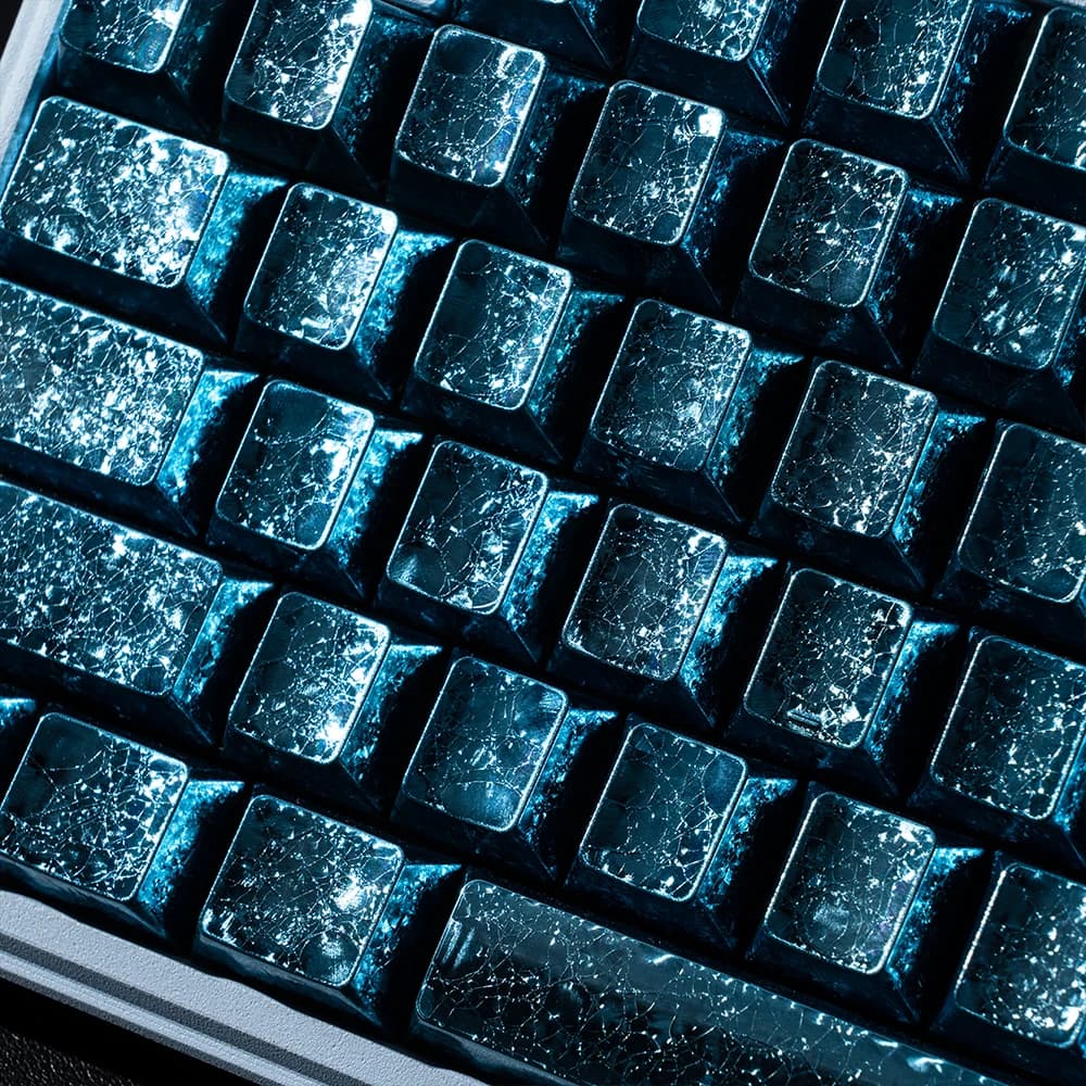 Dye-Sub and Double-Shot Pattern Detail on Silver Foil Keycap