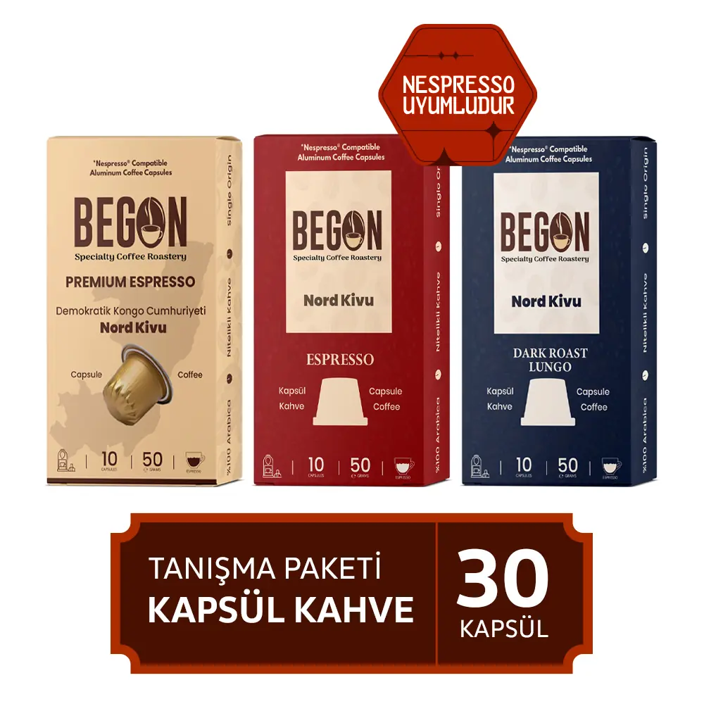 Nord Kivu Nespresso Uyumlu Alüminyum Kapsül Kahve Tanışma Paketi 30 Adet