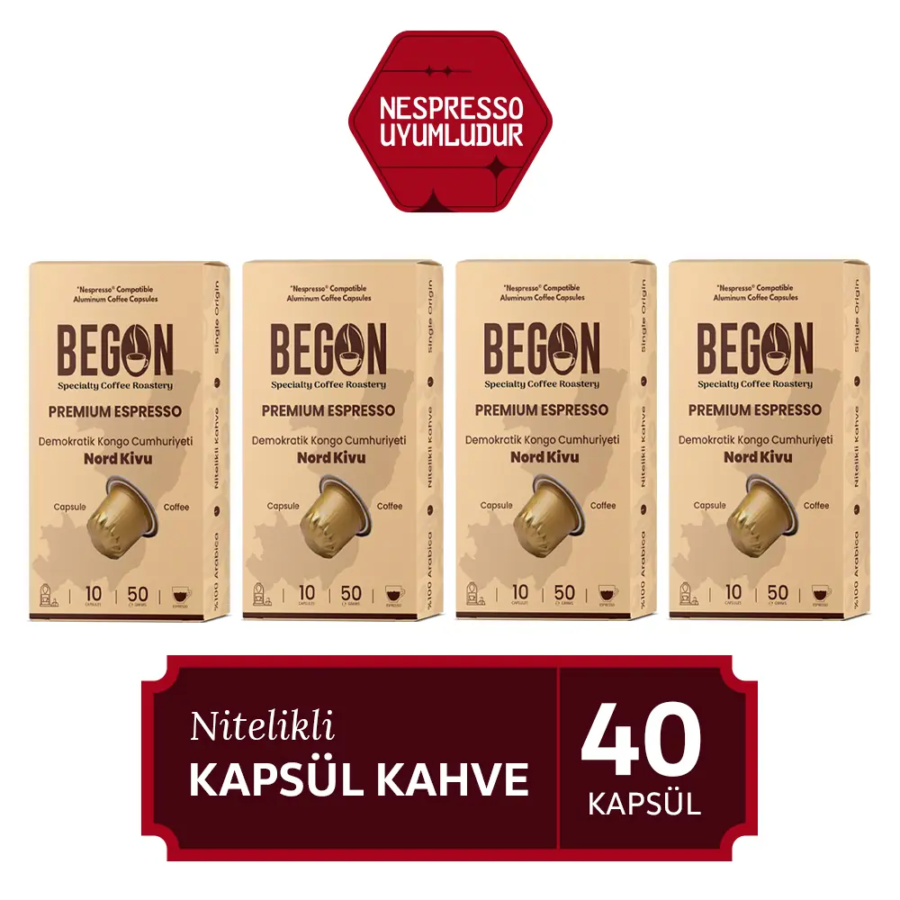 Nord Kivu Nespresso Uyumlu Alüminyum Kapsül Kahve Premium Espresso 40 Adet