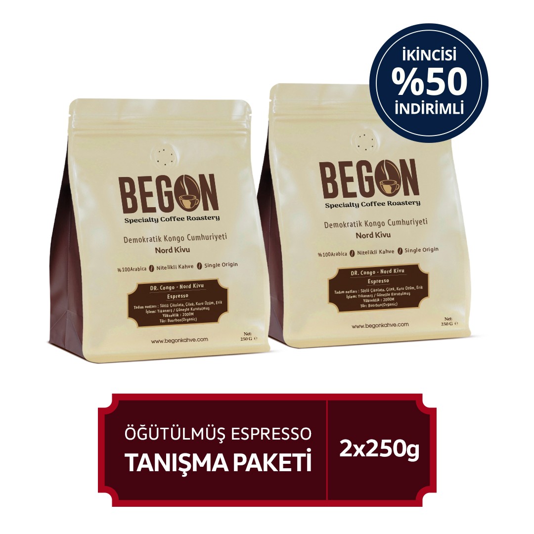 Nord Kivu Premium Espresso (Öğütülmüş) Kahve Tanışma Paketi 250g x 2 Adet