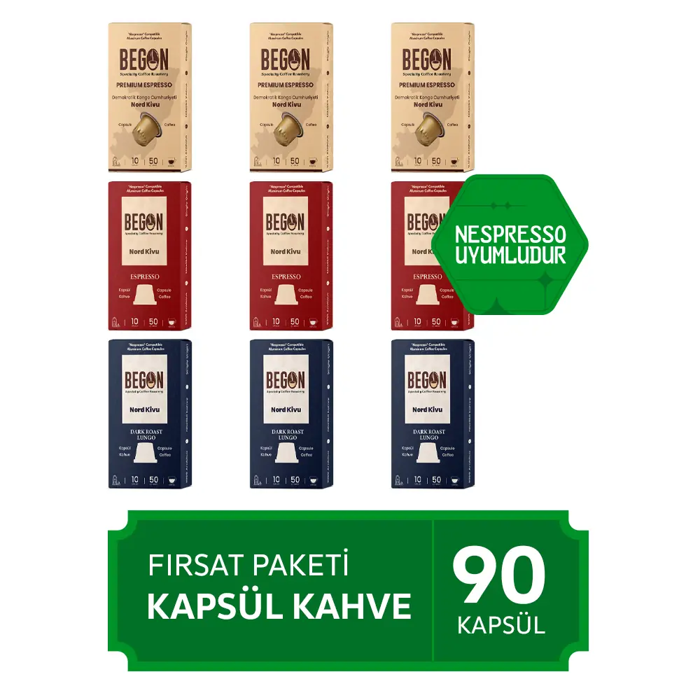 Nord Kivu Nespresso Uyumlu Alüminyum Kapsül Kahve Paketi 90 Adet