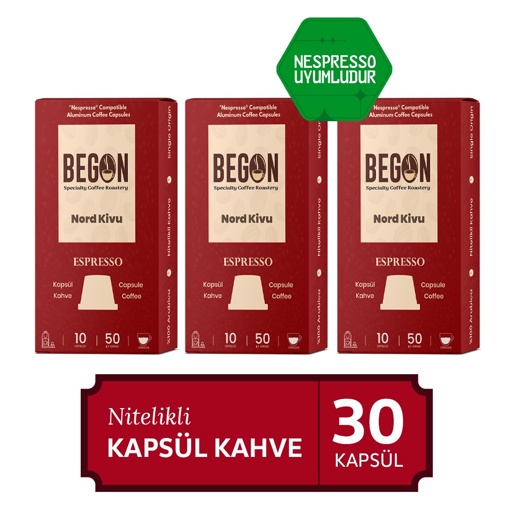 3'lü Nord Kivu Espresso Kapsül Kahve - 30 Kapsül