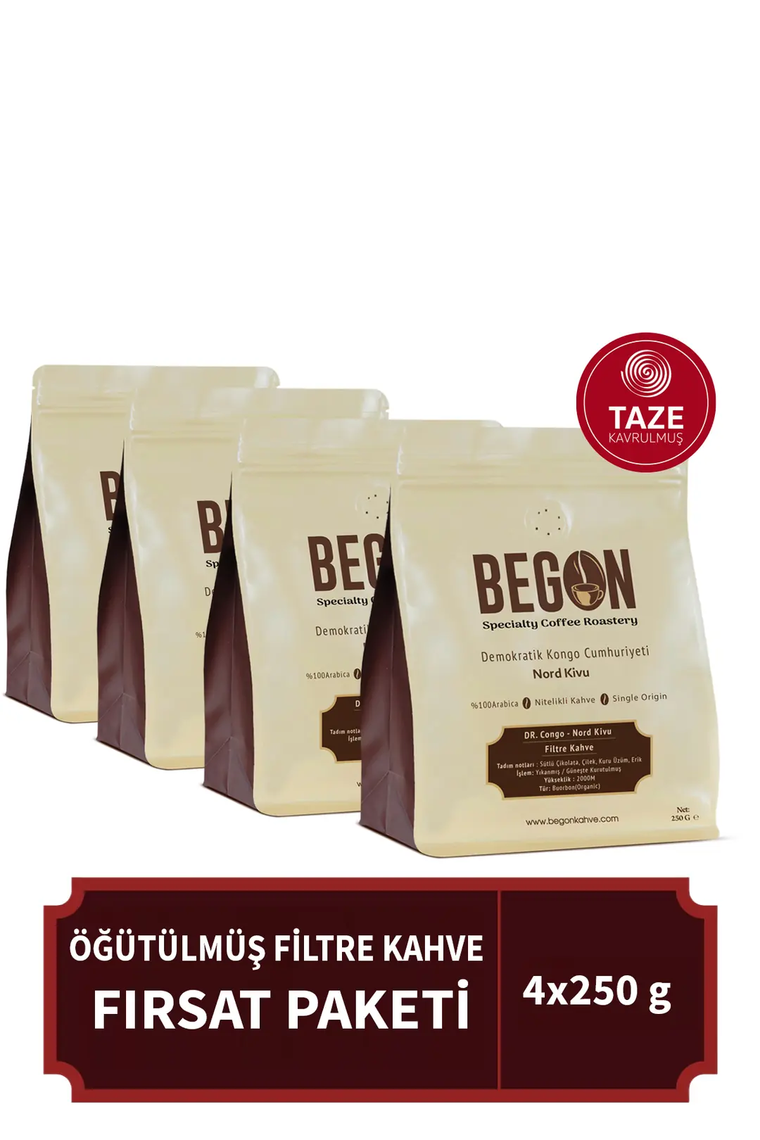 Nord Kivu Filtre Kahve (ÖĞÜTÜLMÜŞ) Paketi 250g x 4 Adet