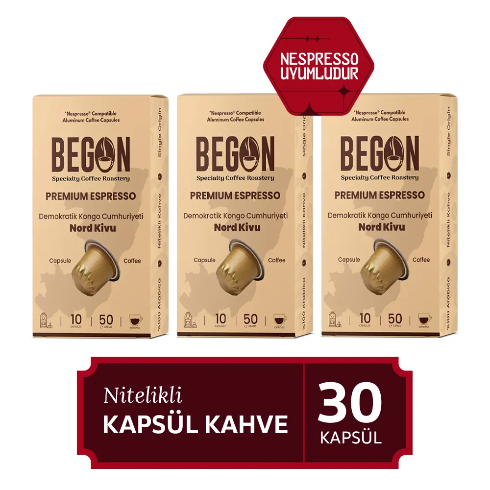 Nord Kivu Nespresso Uyumlu Alüminyum Kapsül Kahve Premium Espresso 30 Adet