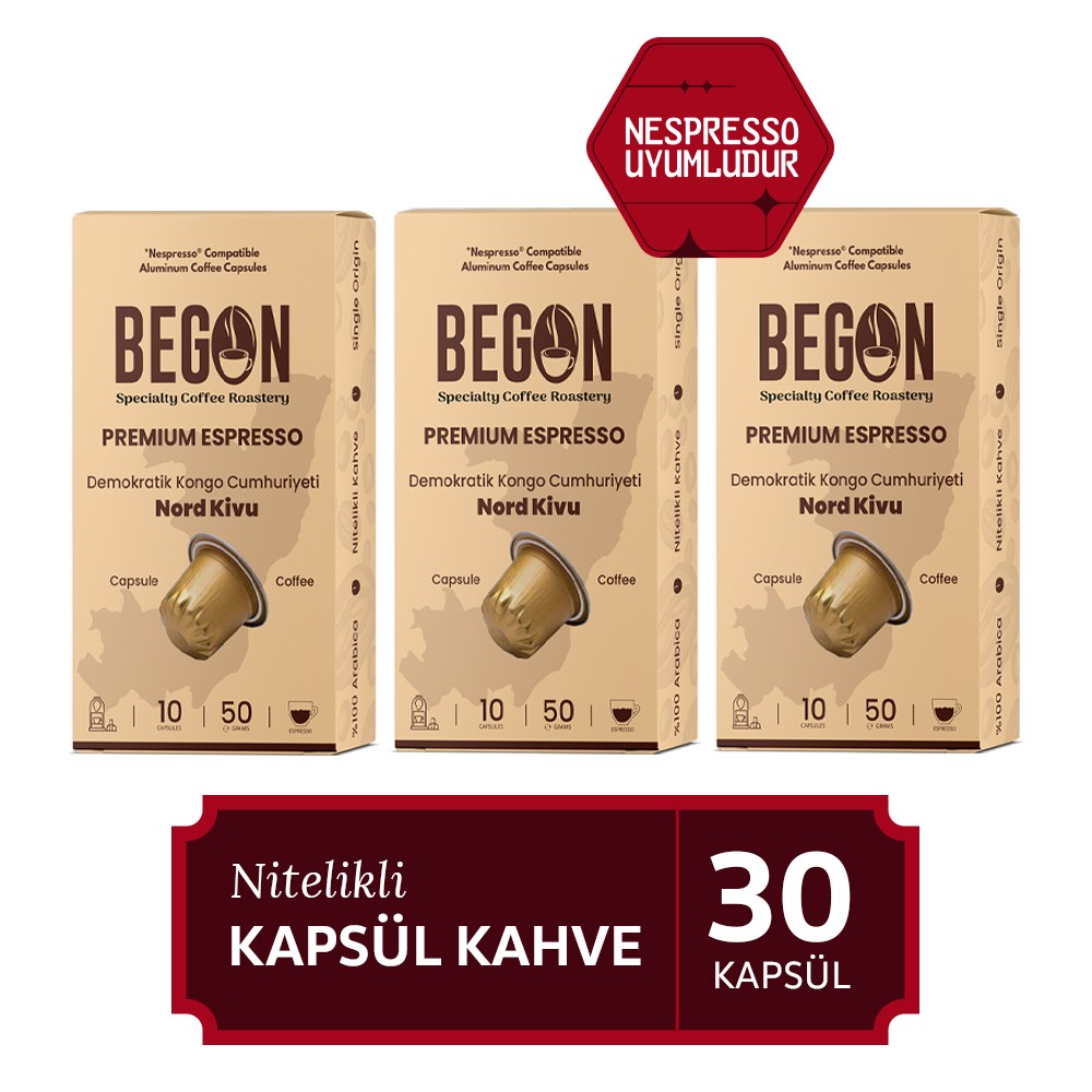 3'lü Nord Kivu Medium Roast Kapsül Kahve - 30 Kapsül