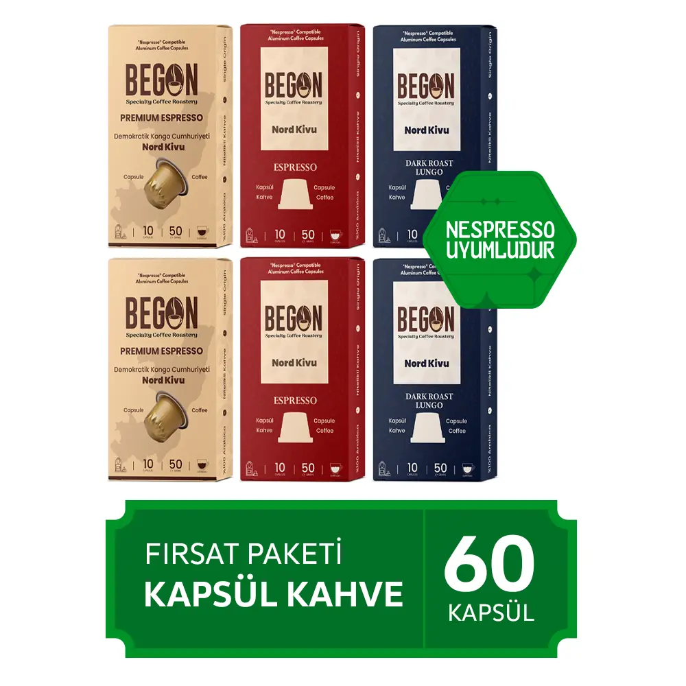 Nord Kivu Nespresso Uyumlu Alüminyum Kapsül Kahve Paketi 60 Adet