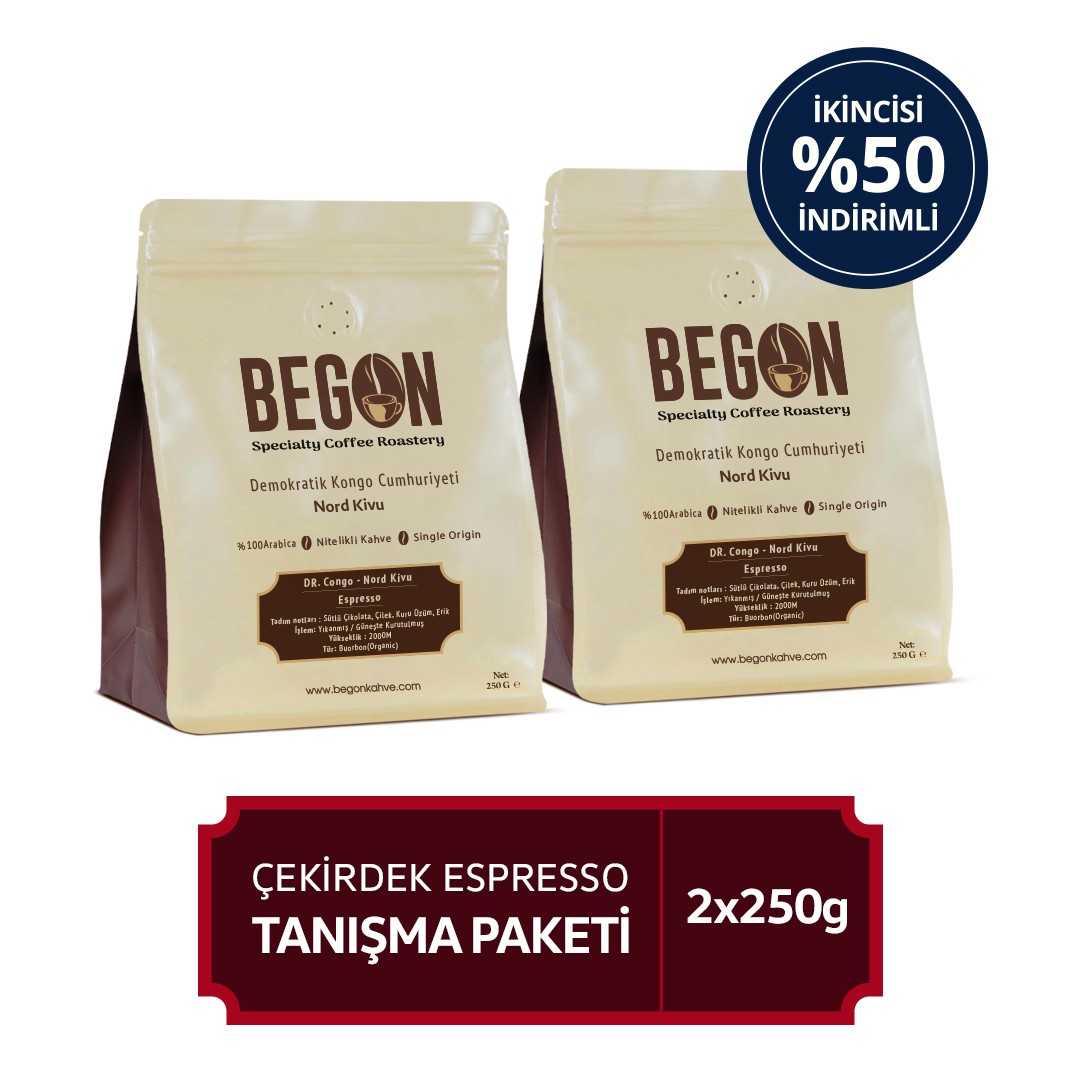 Nord Kivu Premium Espresso (Çekirdek) Kahve Tanışma Paketi 250g x 2 Adet