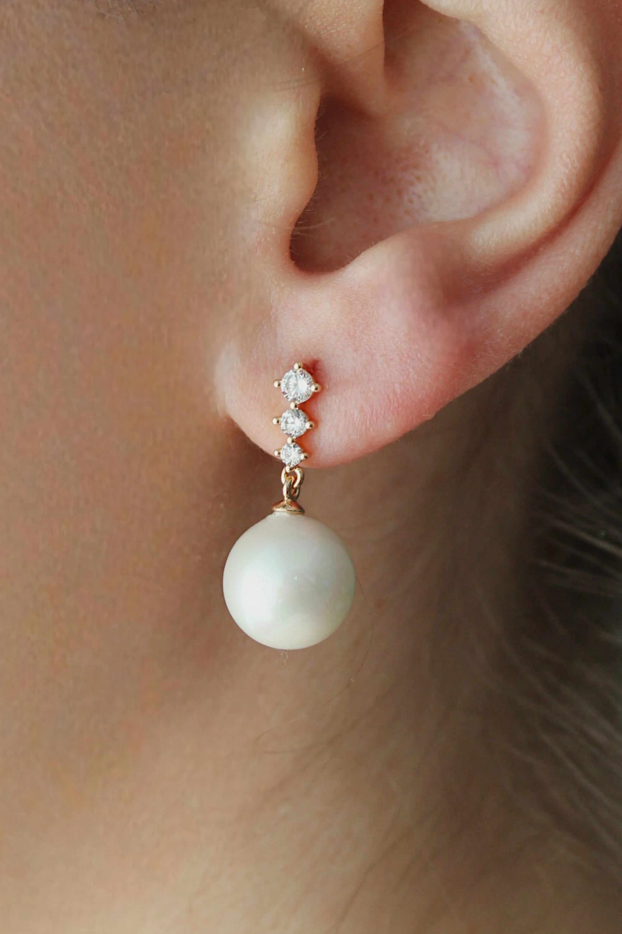 VIP Çelik Zirkon Taşlı ve İncili Küpe