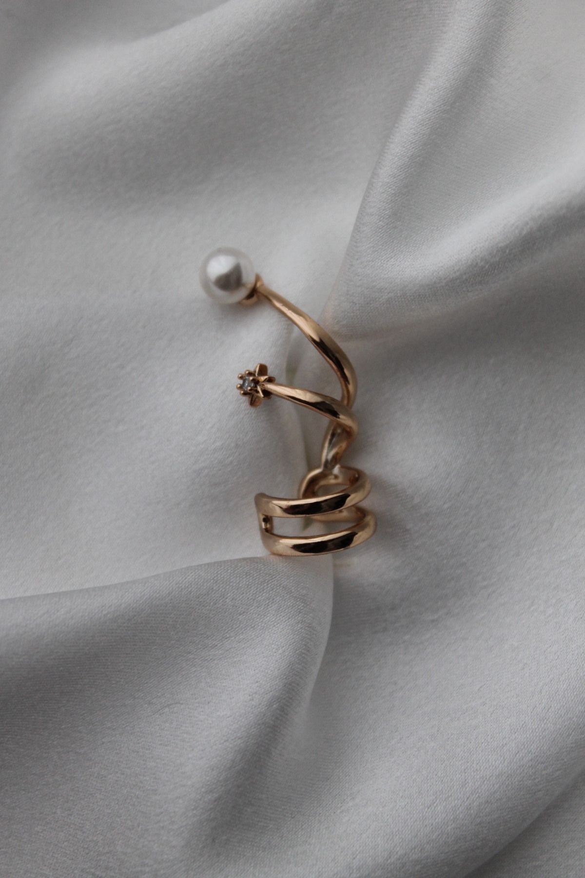 VIP Çelik İnci ve Zirkon Taşlı 4 Sıra Yıldız Detaylı Earcuff / Kıkırdak (sıkıştırılabilir) Küpe