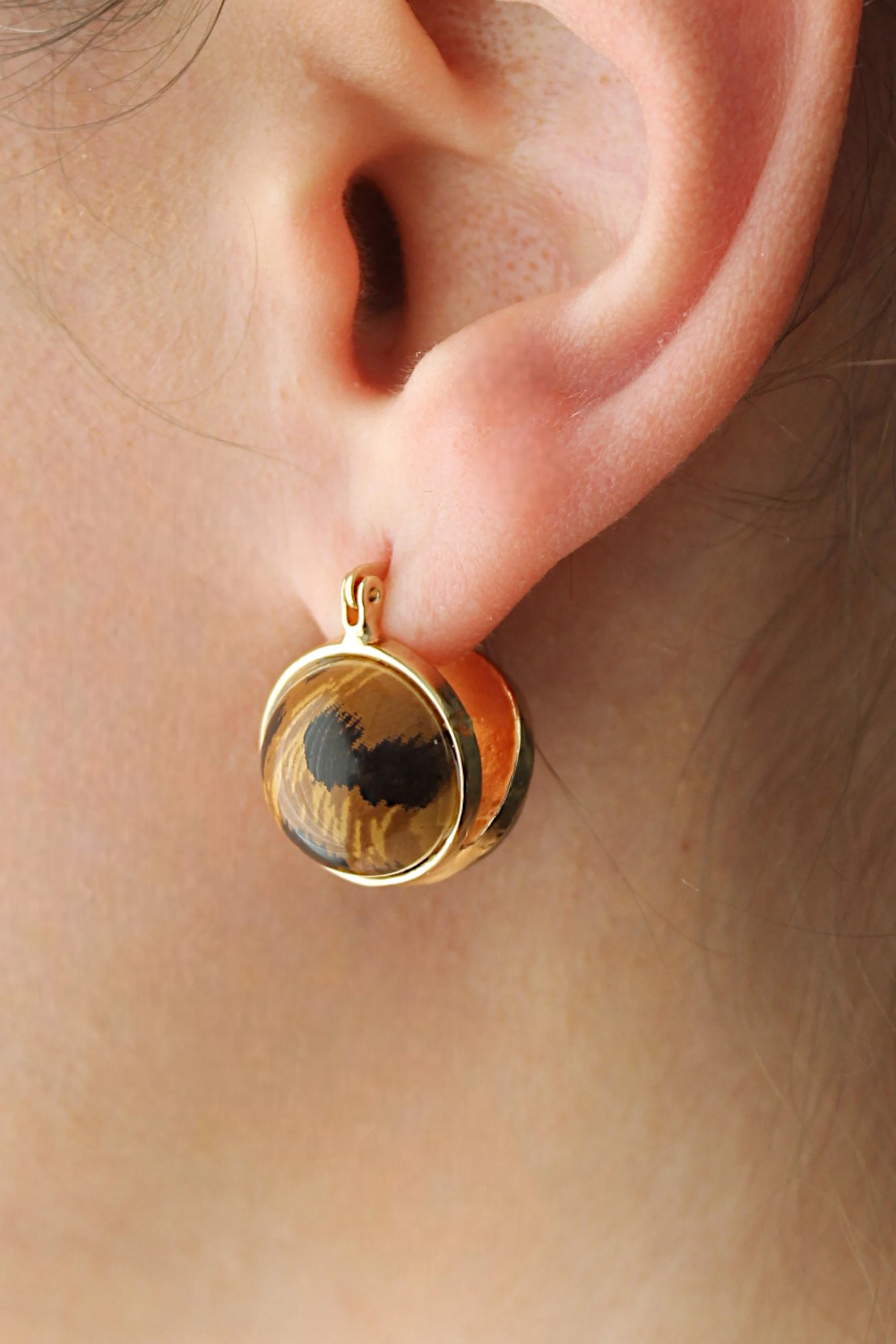 Leopar Desenli Boncuk Model Küpe