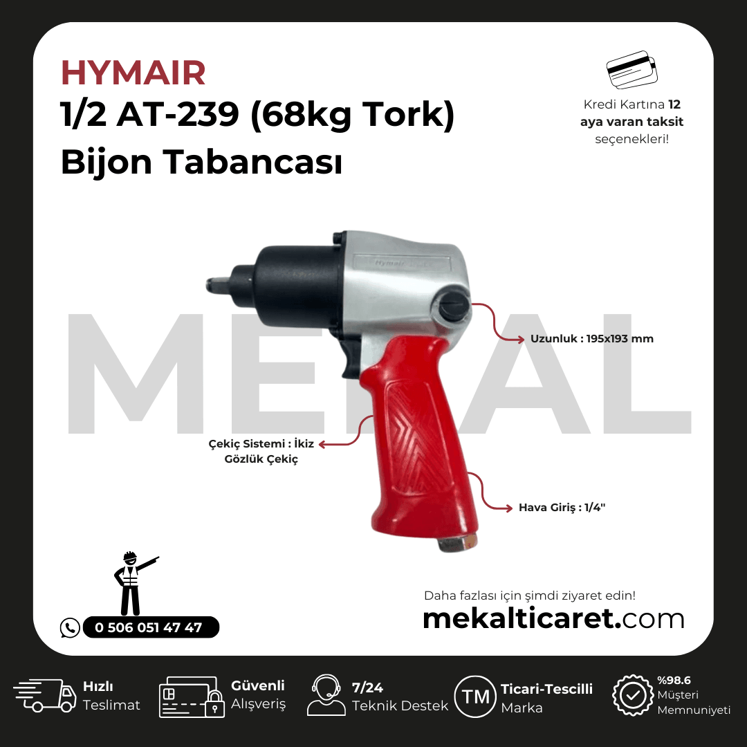 HYMAİR 1/2 AT-239 (68kg Tork) Bijon Tabancası