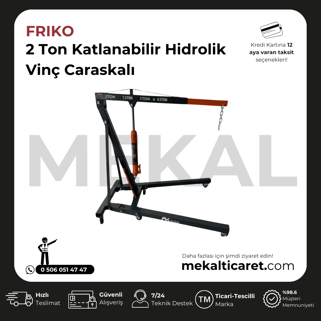 Friko Katlanabilir Hidrolik Vinç Caraskalı - 2 Ton