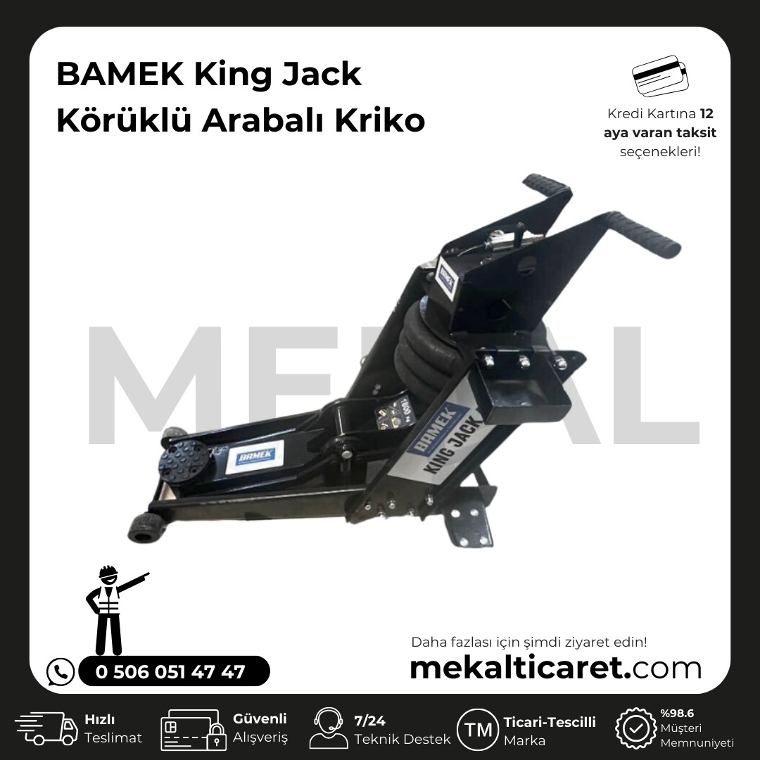 BAMEK King Jack 1,800kg Körüklü Arabalı Kriko