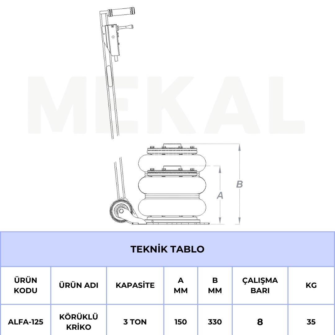 ALFA 3 Ton Kollu Körüklü Bandoni Kriko