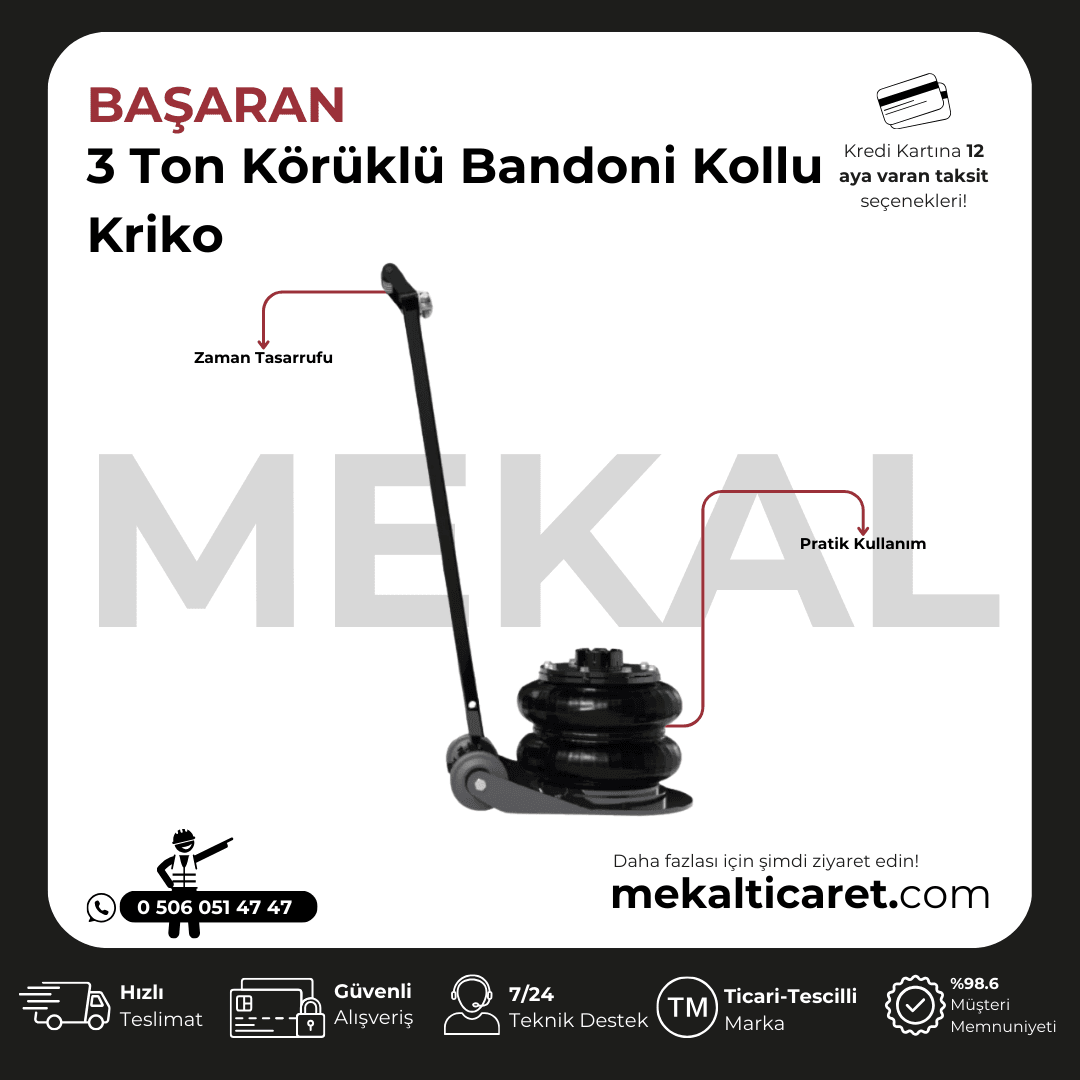BAŞARAN 3 Ton Körüklü Bandoni Kollu Kriko