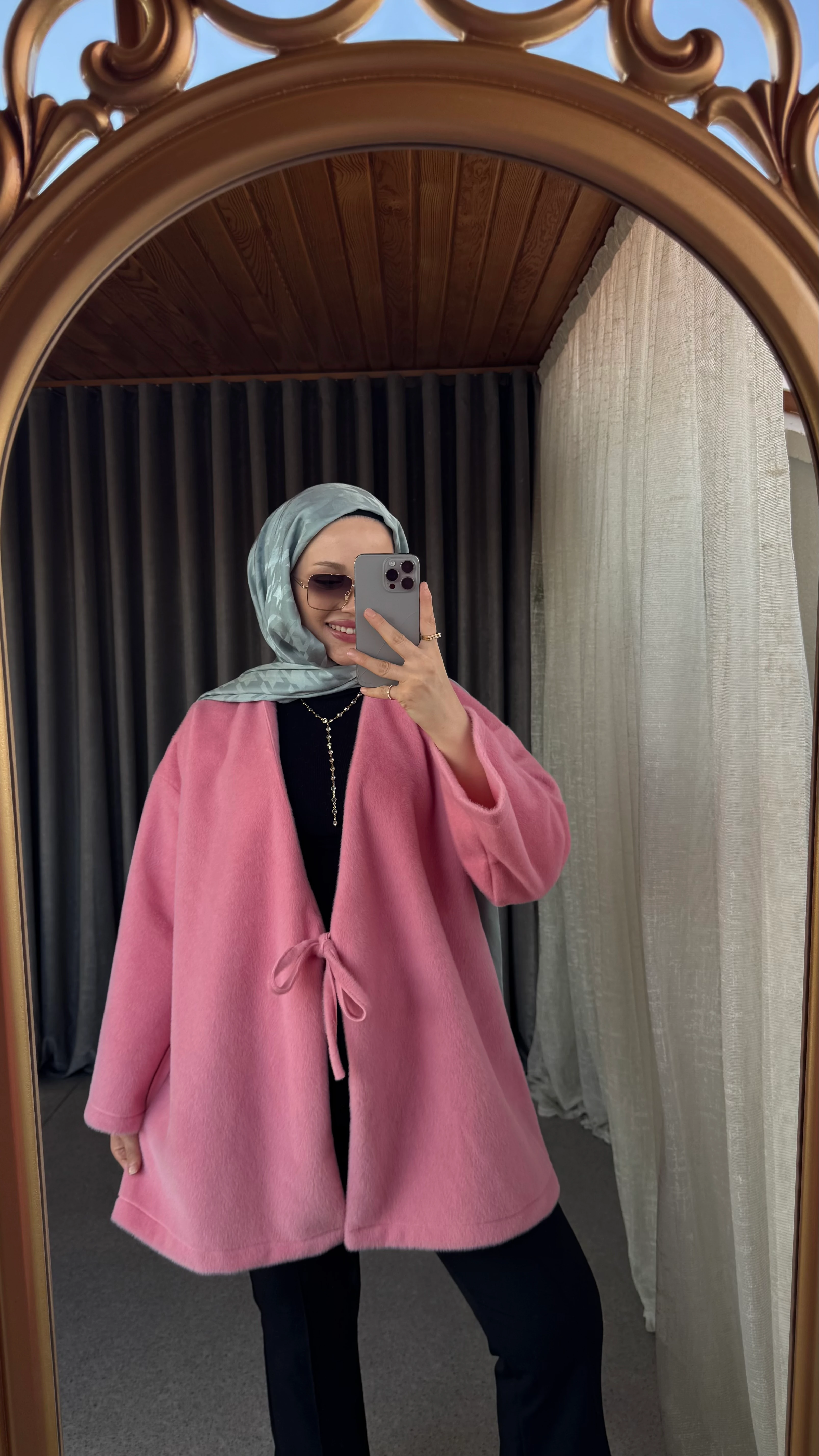 Taytüyü Bağlamalı Ceket - Pembe 