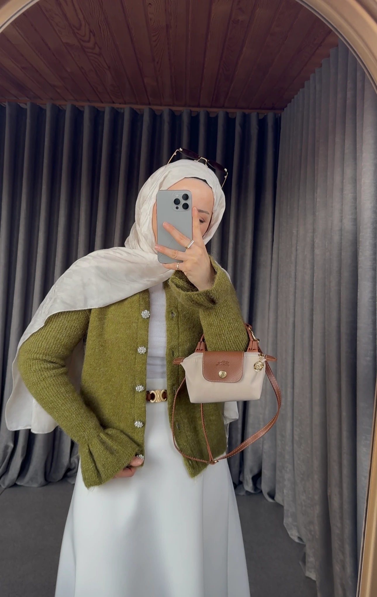 Luna Yünlü Hırka - Yağ Yeşili 