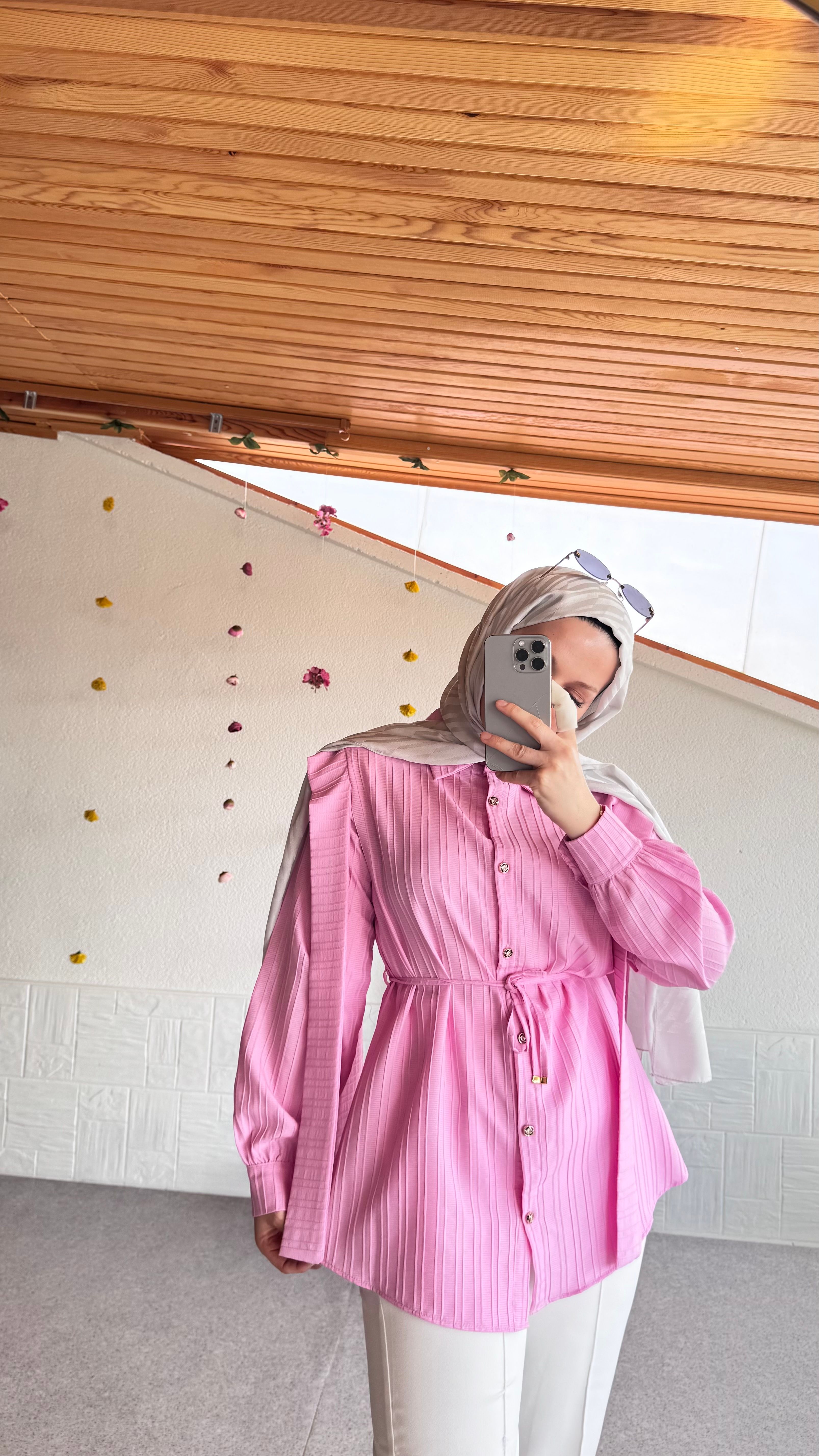 Omuz Detaylı Gömlek - Pembe