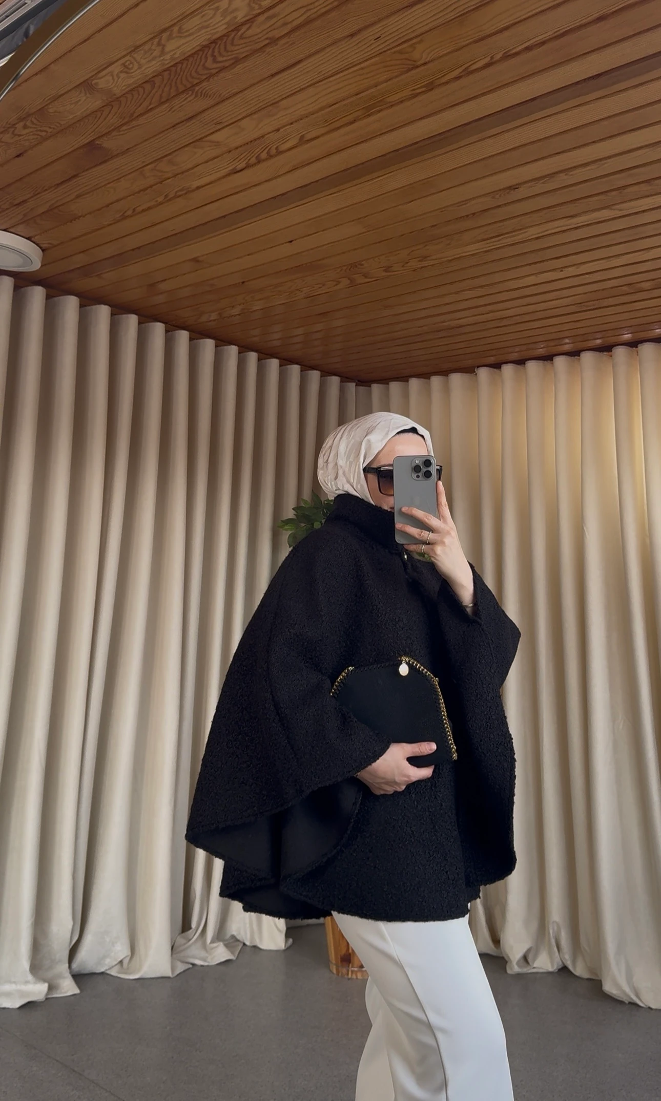 Kırçilli Uzun Panço - Siyah