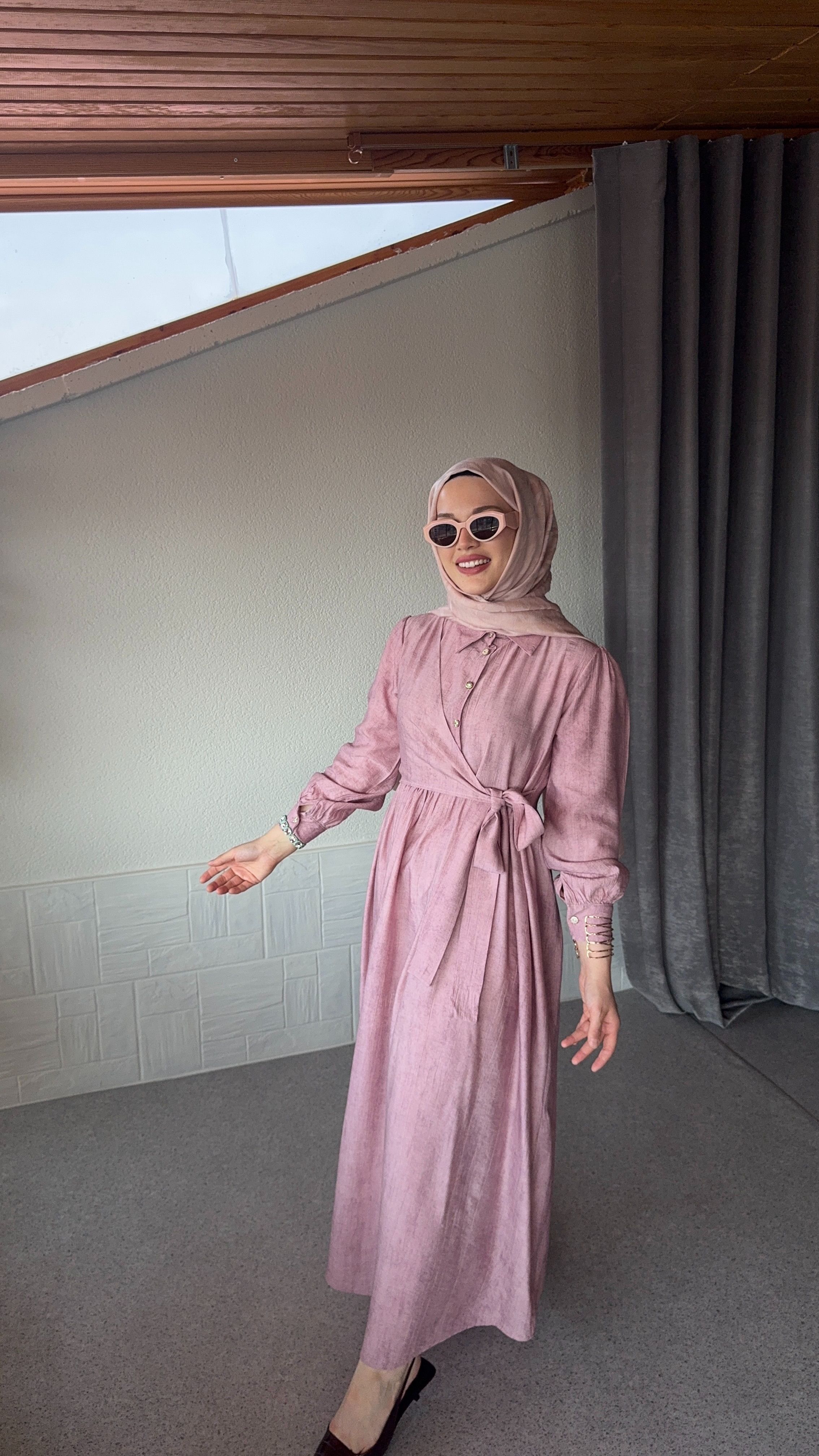 Bağlamalı Elbise - Pembe