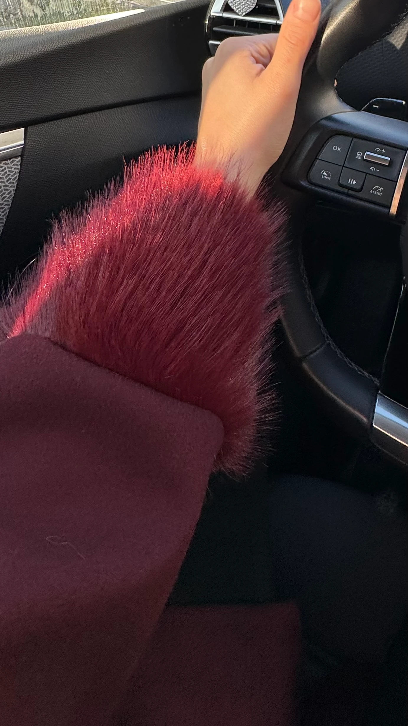 Kaşe Kürk Detaylı Kaban - Bordo