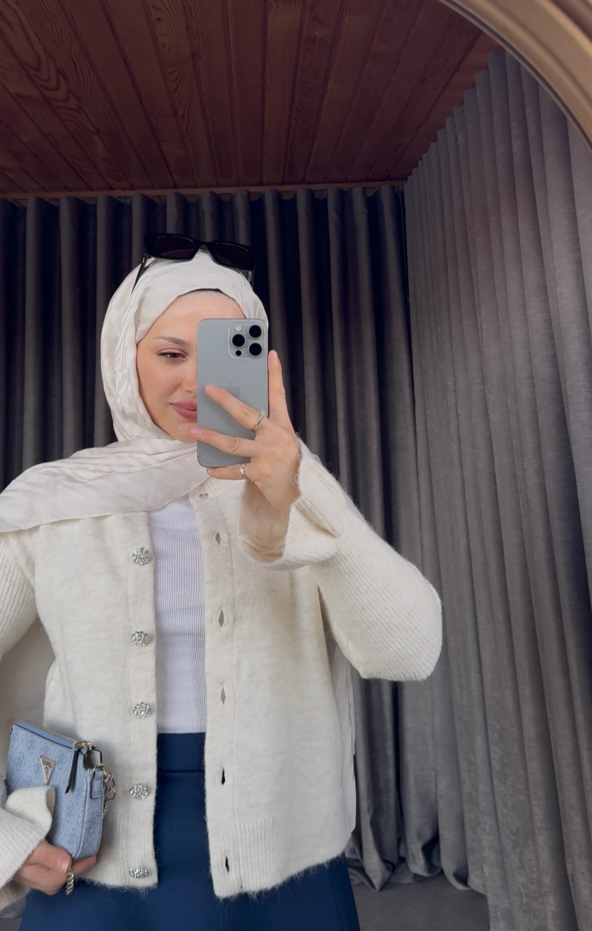 Luna Yünlü Hırka - Ekru