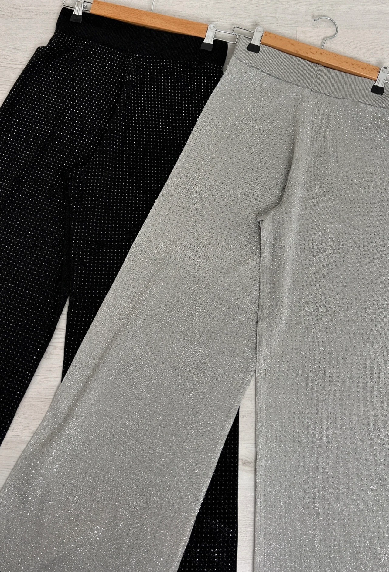 Lilya Taşlı Triko Pantolon - Siyah 