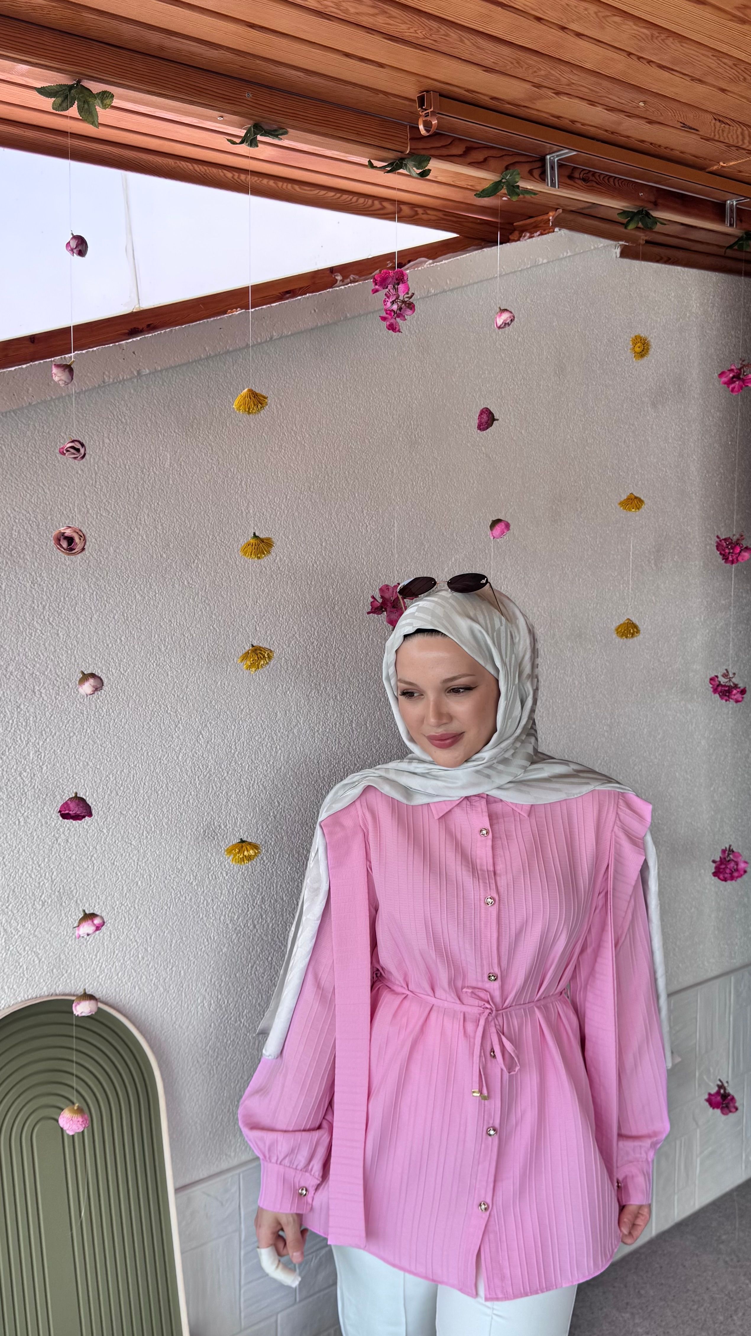 Omuz Detaylı Gömlek - Pembe