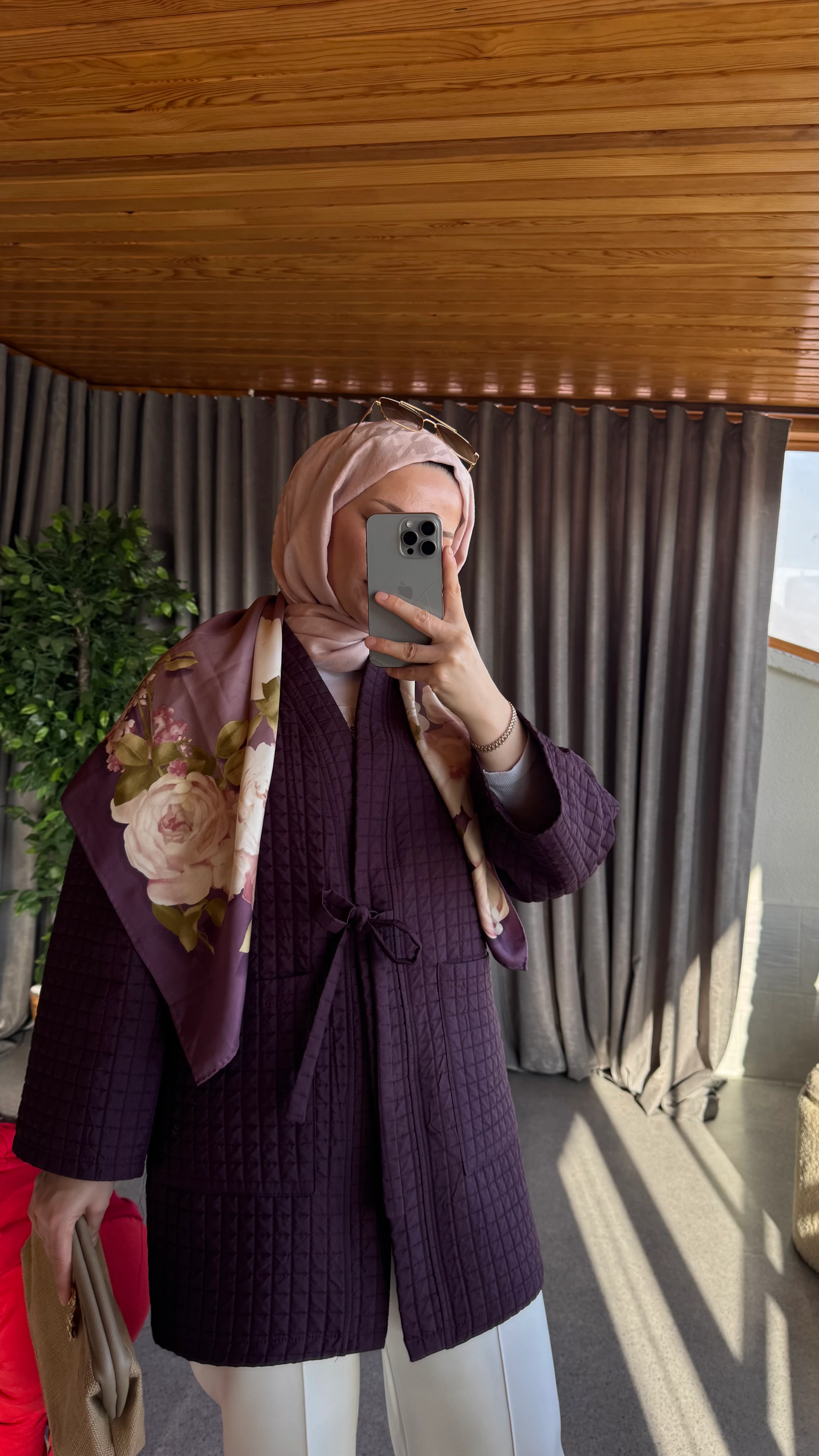 Kapitone Petek Ceket - Mürdüm