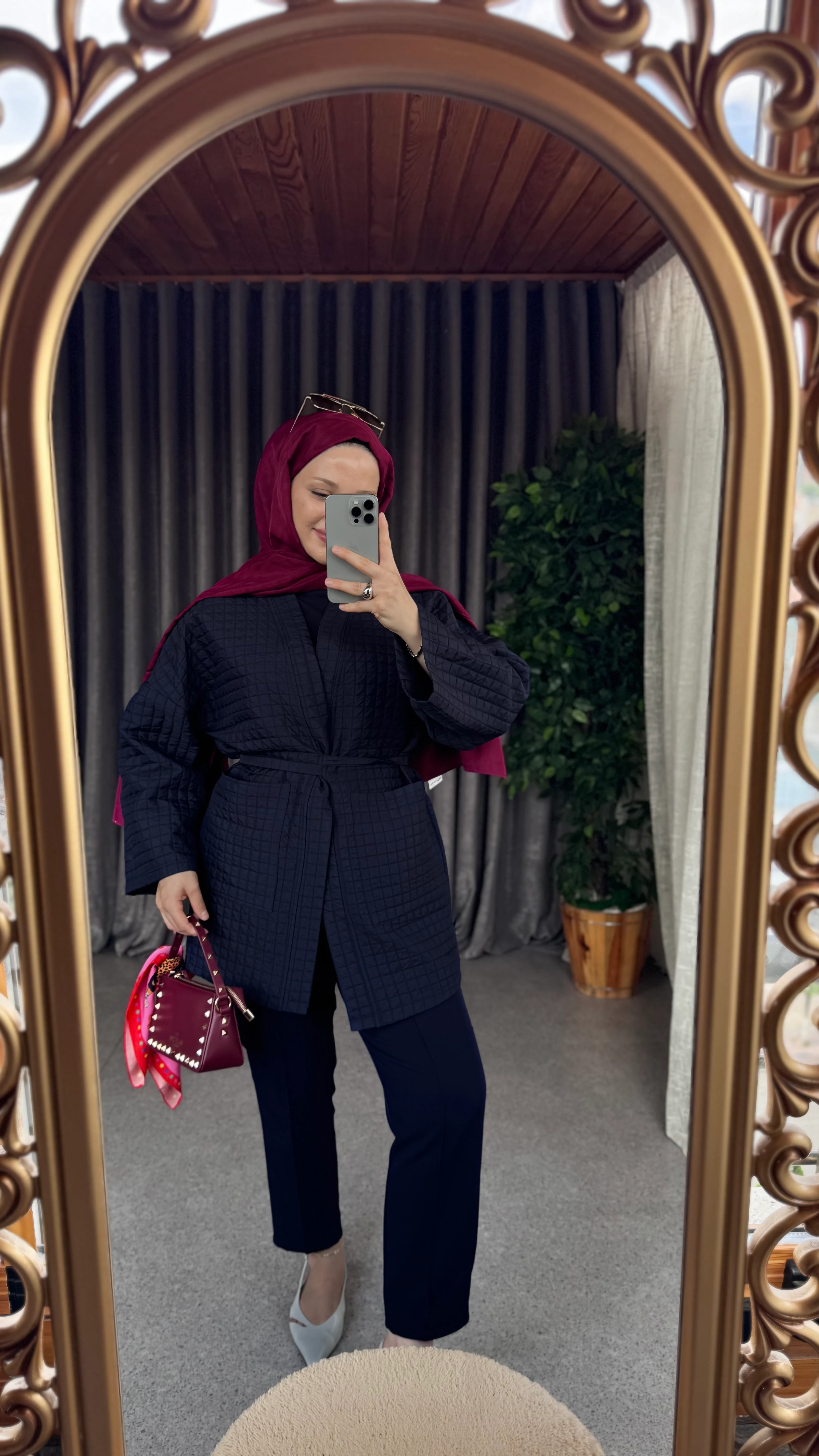 Kapitone Petek Ceket - Lacivert