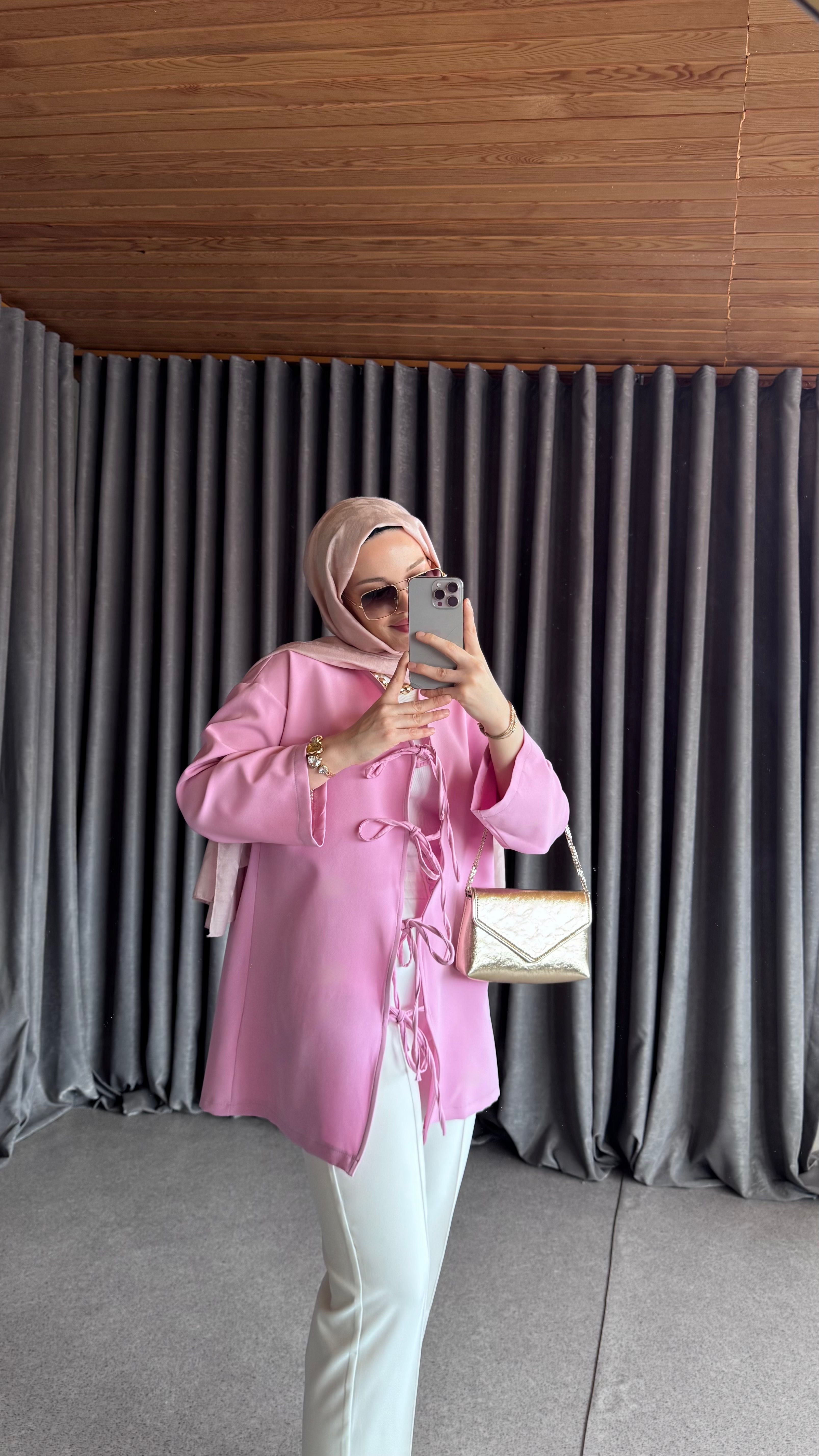 Fiyonk Krep Kap - Pembe 