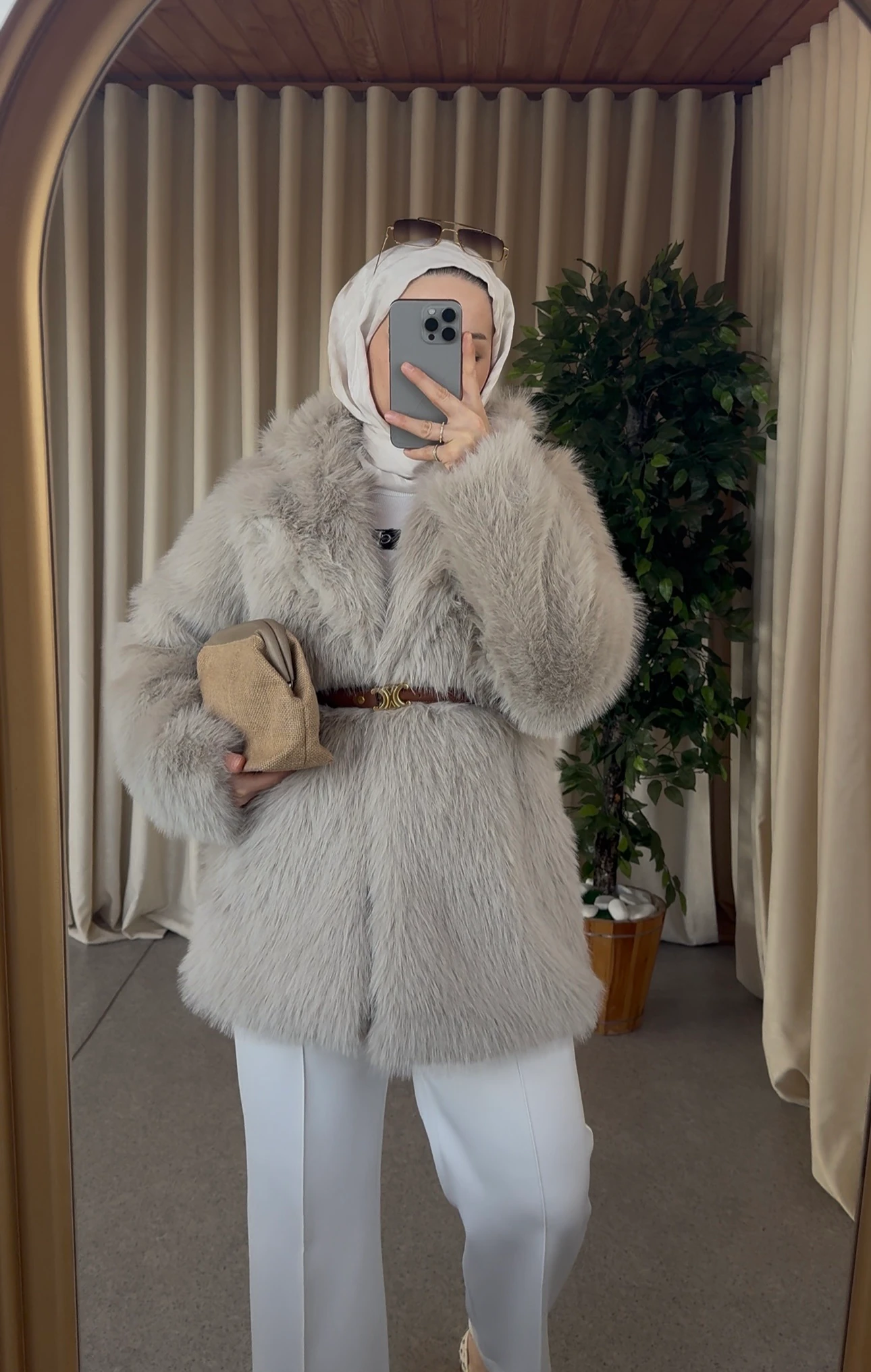 Stella Premium Uzun Kürk - Taş rengi 