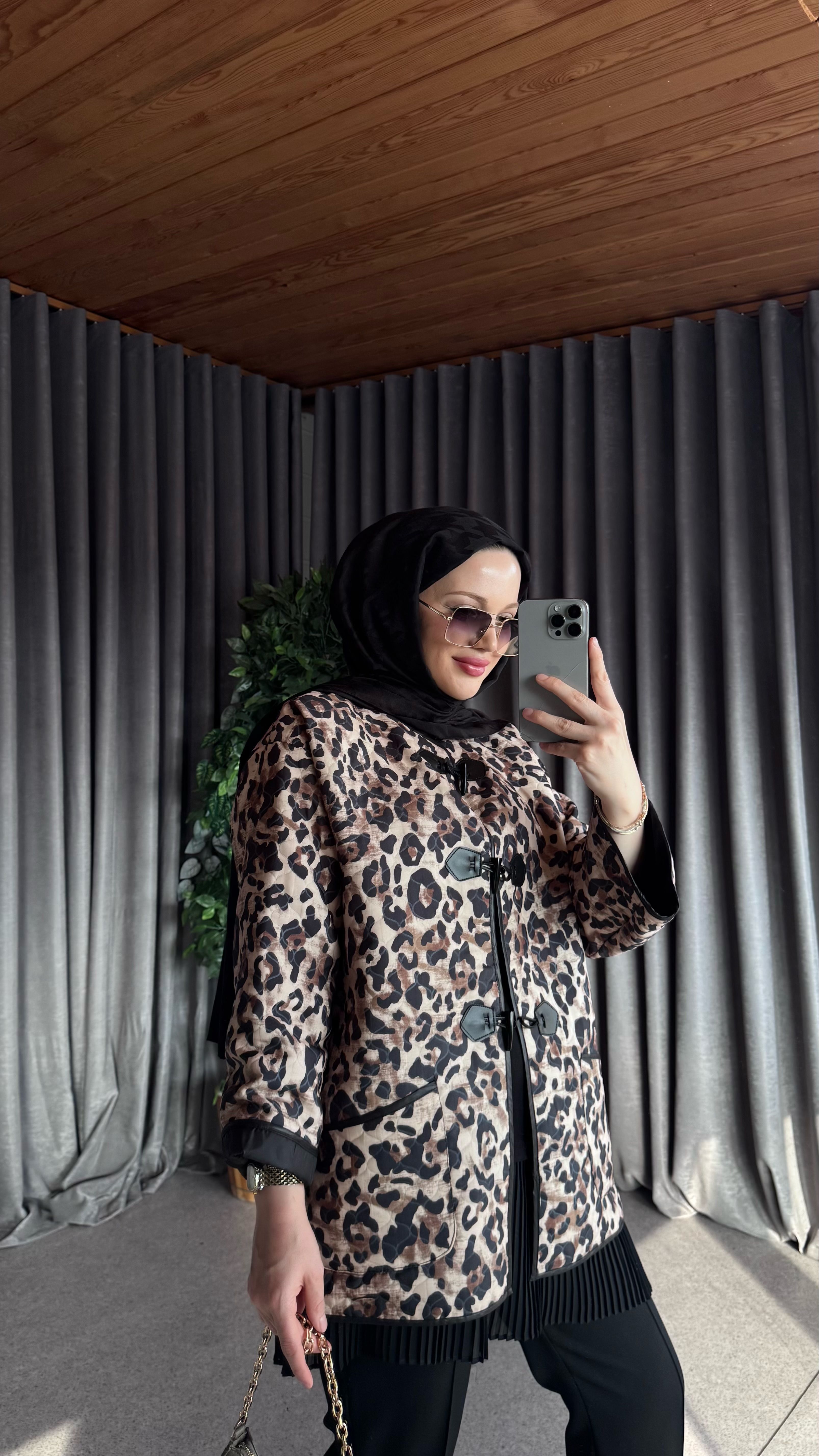 Leopar Kapitone Ceket